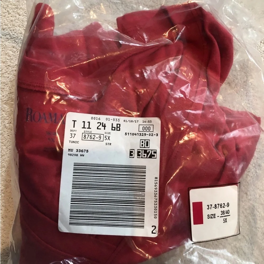 Roaman’s Pink/Rose long Sleeve V Neck Top - Womens 5X, Bust 35”, Length 33.5” - Picture 5 of 6